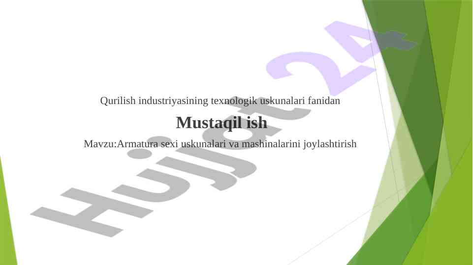 Armatura sexi uskunalari va mashinalarini joylashtirish