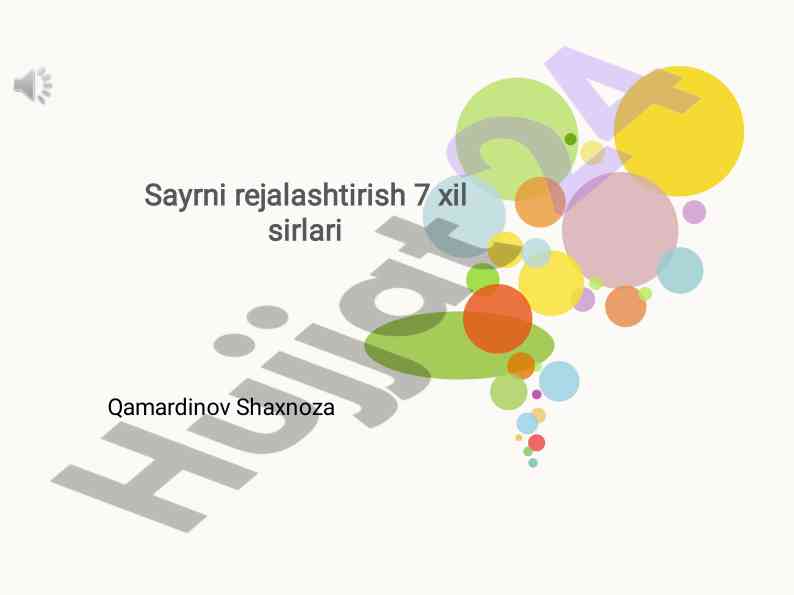 Sayrni rejalashtirish sirlari tabiatni kuzatish