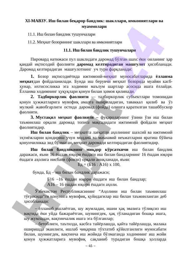 Ish bilan beqaror bandlik shakllari va muammolari