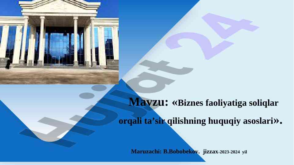 Biznes faoliyatiga soliqlar orqali taʼsir qilish
