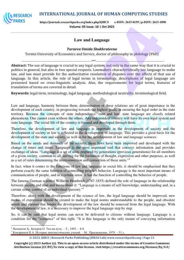 Law and language in legal systems analysis