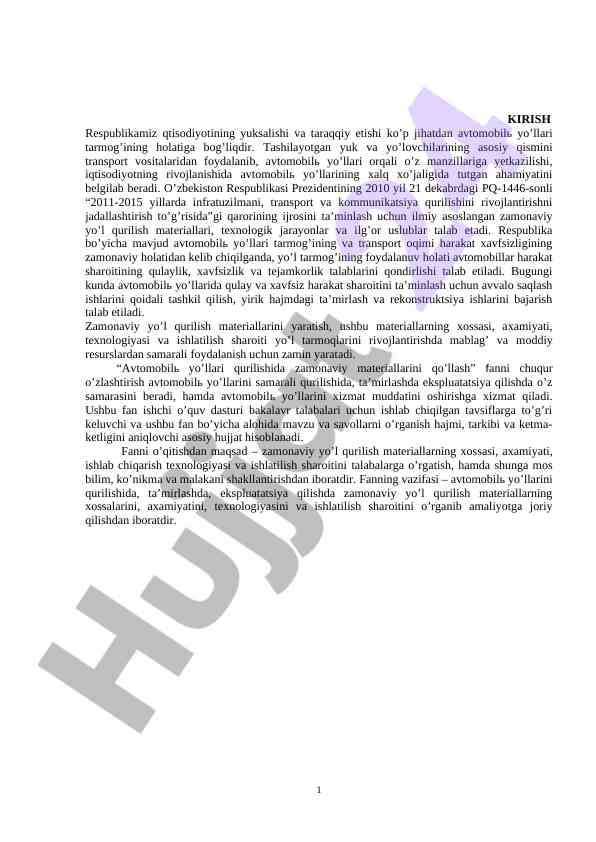 Avtomobil yo'llarining xalq iqtisodiyotidagi ahamiyati