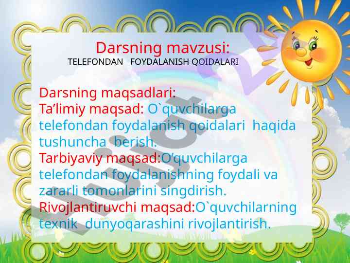 Telefon foydalanish qoidalari bilan tanishtirish