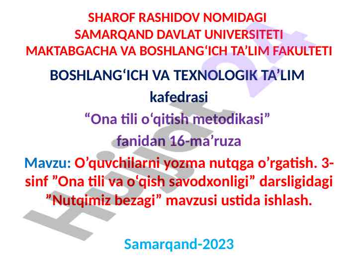 O‘quvchilarni yozma nutqga o‘rgatish metodikasi
