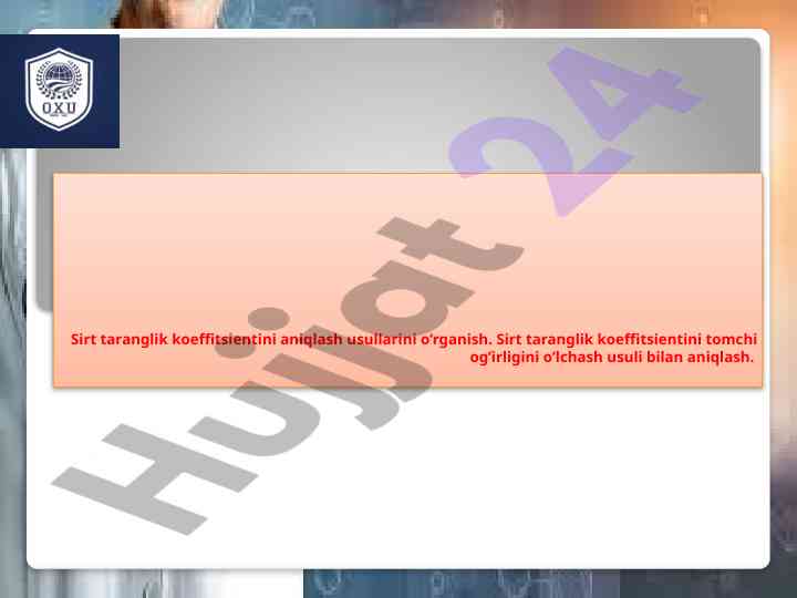 Sirt taranglik koeffitsientini aniqlash usullari