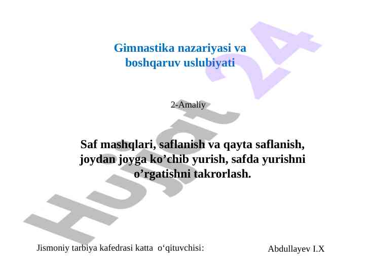 Gimnastika nazariyasi va boshqaruv uslubiyati