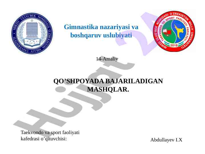 Gimnastika nazariyasi va boshqaruv usuliyati mashqlari