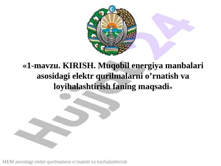 Muqobil energiya manbalari asosidagi elektr qurilmalari