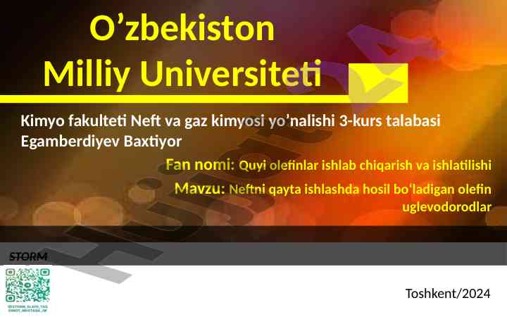 Olefin uglevodorodlar va ularning ishlatilishi