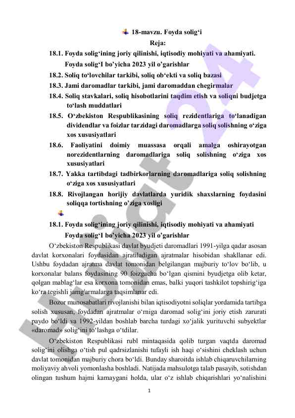Foyda solig‘i va iqtisodiy ahamiyati 2023 yil