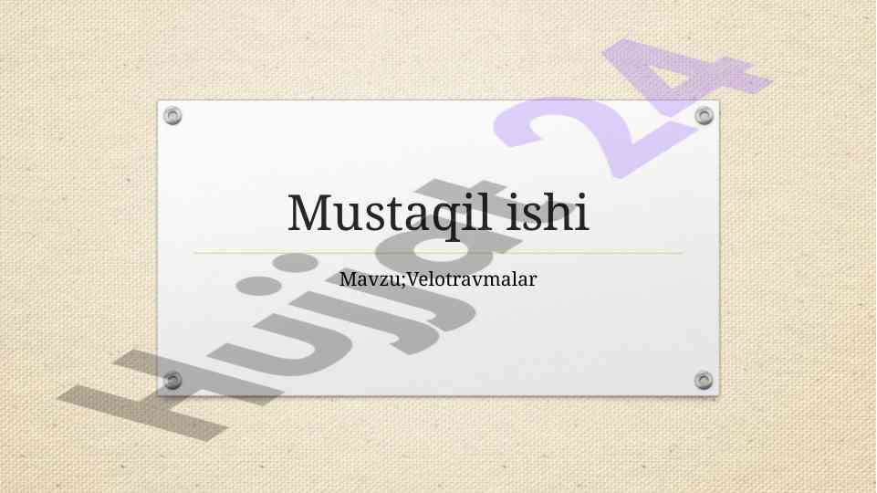 Velotravmalar haqida malumotlar va tavsiyalar