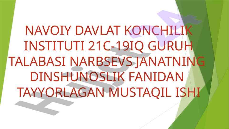 Islomning vujudga kelishi va tarqalishi mavzusi