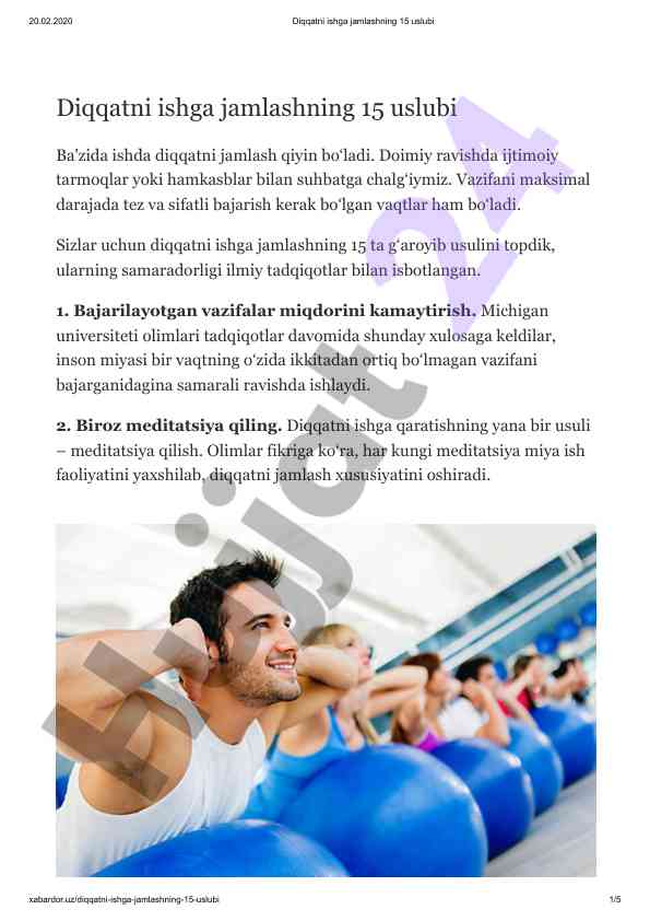 Diqqatni ishga jamlashning 15 uslubi