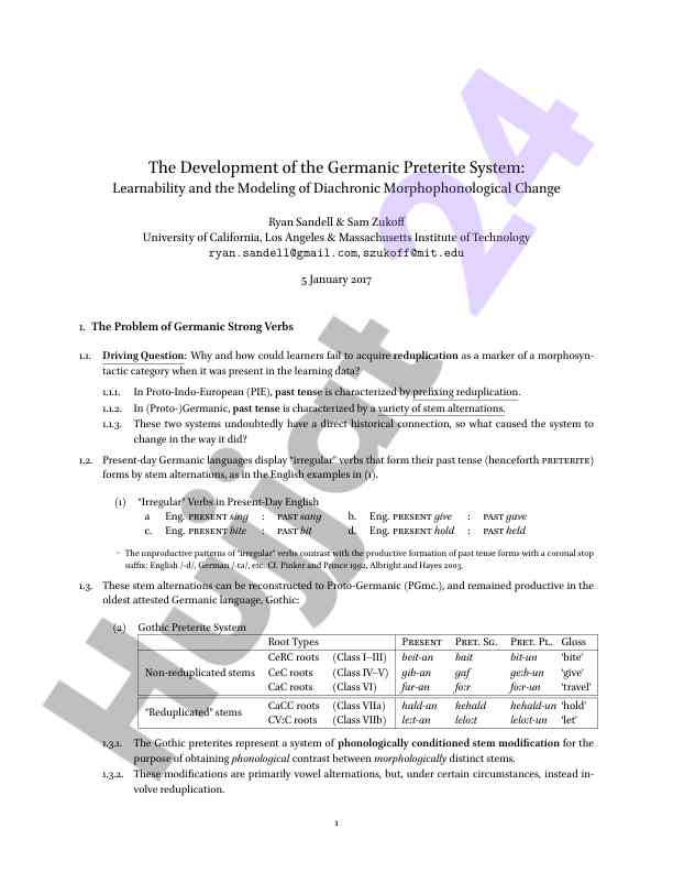 The development of the germanic preterite system