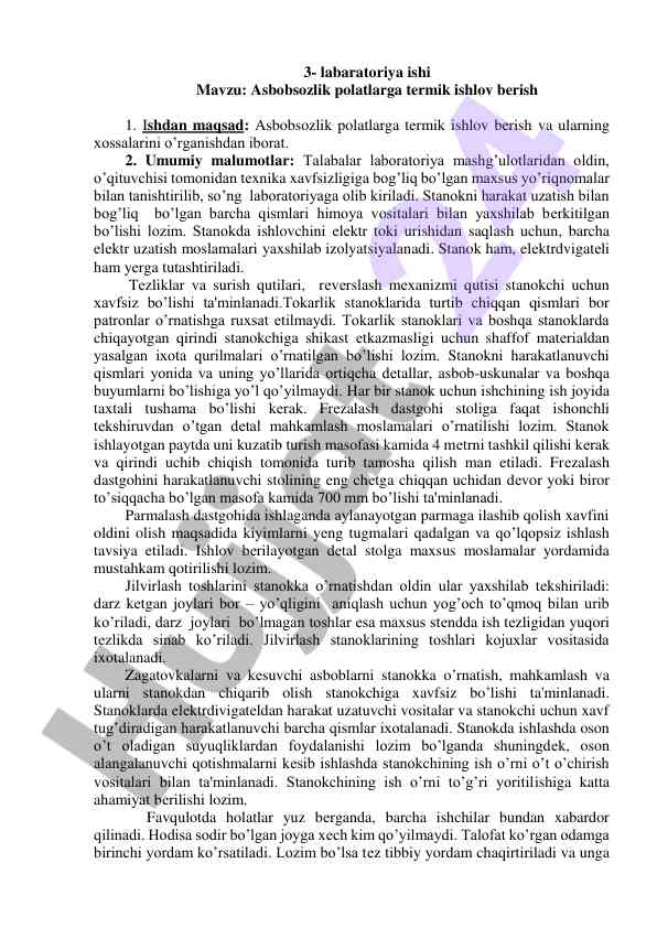 Asbobsozlik polatlarga termik ishlov berish