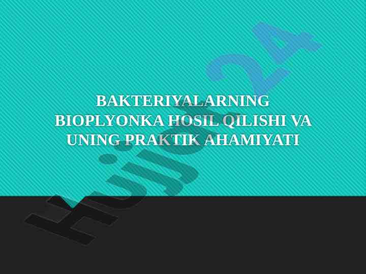 Bakteriyalarning bioplyonka hosil qilishiga oid ma'lumot