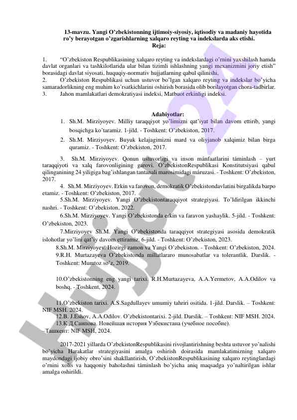 Yangi o’zbekistonning ijtimoiy-siyosiy o’zgarishlari