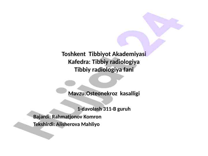 Osteonekroz kasalligi bilan tanishuv