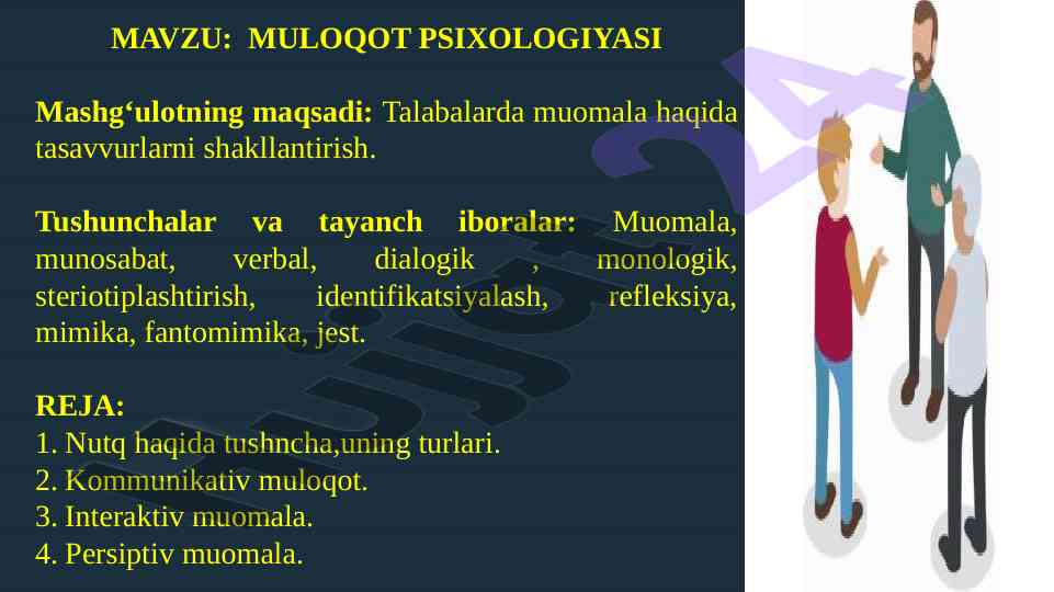 Muloqot psixologiyasi: talabalar uchun o‘quv mashg‘uloti
