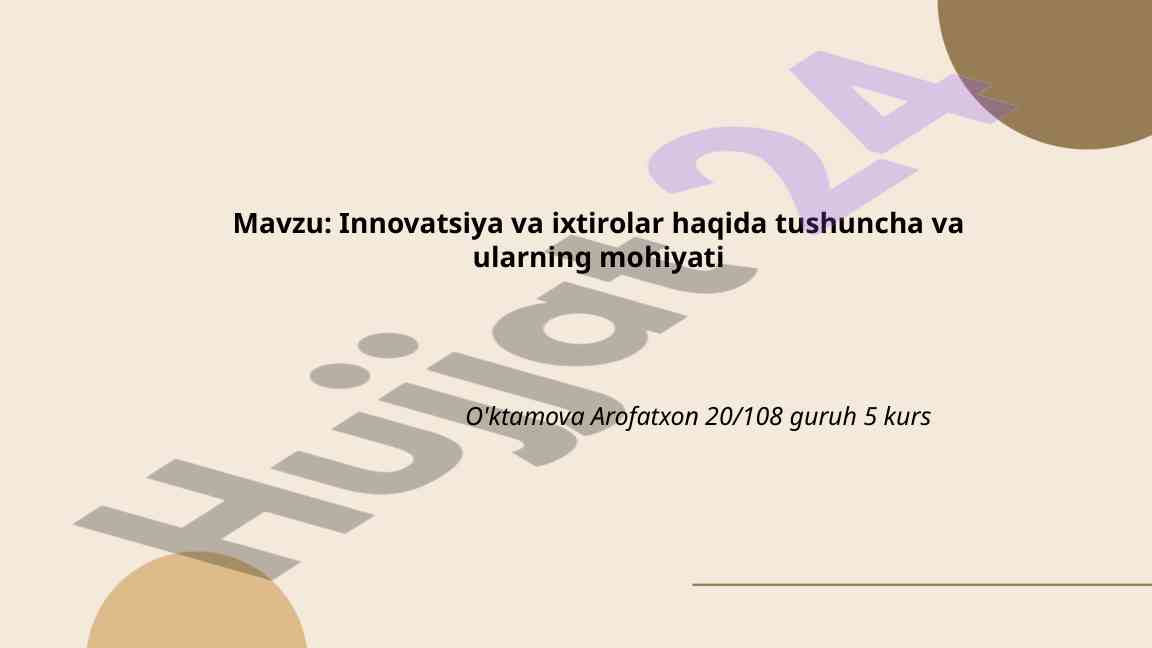 Innovatsiya Va Ixtirolar Haqida Tushuncha