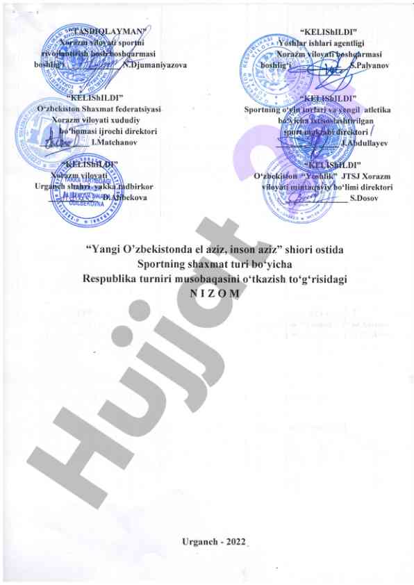 Sportning shaxmat turi bo'yicha musobaqa nizomi