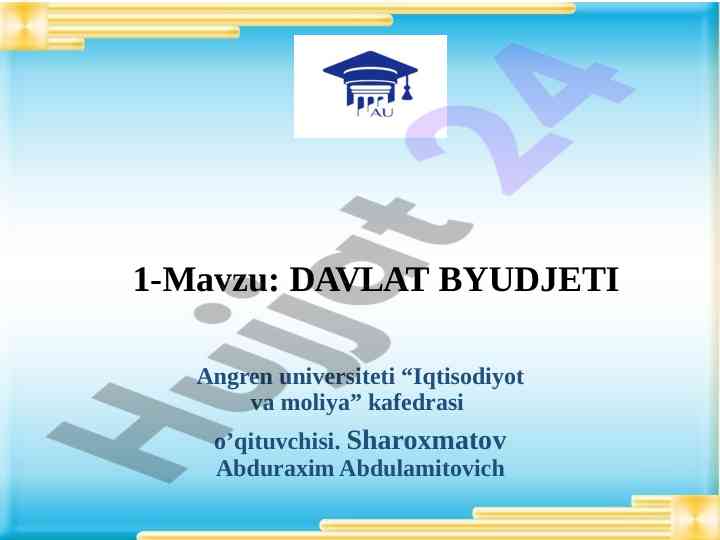 Davlat byudjeti fan to‘g‘risida ma’lumotlar