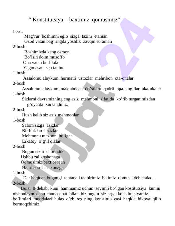 Konstitutsiya bayrami tadbirlari haqida ma'lumot