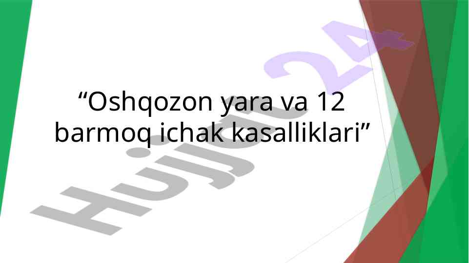 Oshqozon yara va ichak kasalliklari tahlili