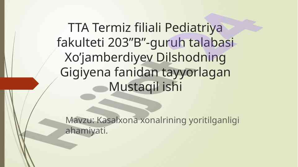 Kasalxona xonalrining yoritilganligi ahamiyati