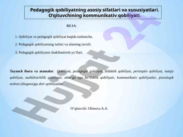 Pedagogik qobiliyatlar haqida tushuncha va tavsif