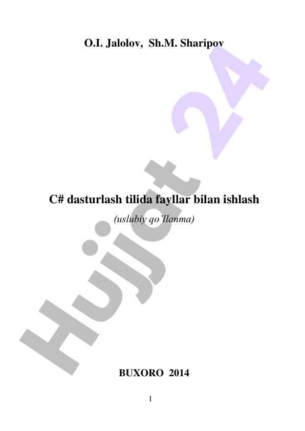 C# dasturlash tilida fayllar bilan ishlash