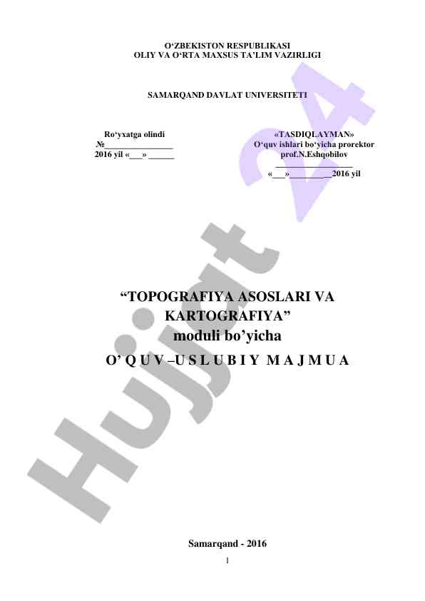 Topografiya asoslari va kartografiya moduli