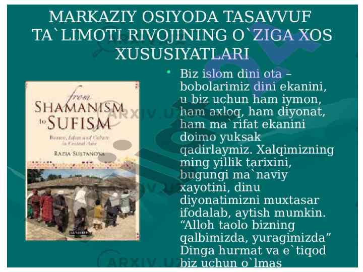 Markaziy osiye tasavvuf tariqatlari va adabiyoti