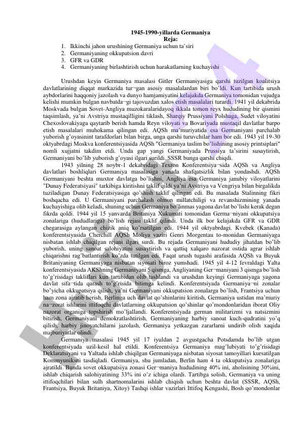 Germaniyaning ikkinchi jahon urushidan keyingi holati