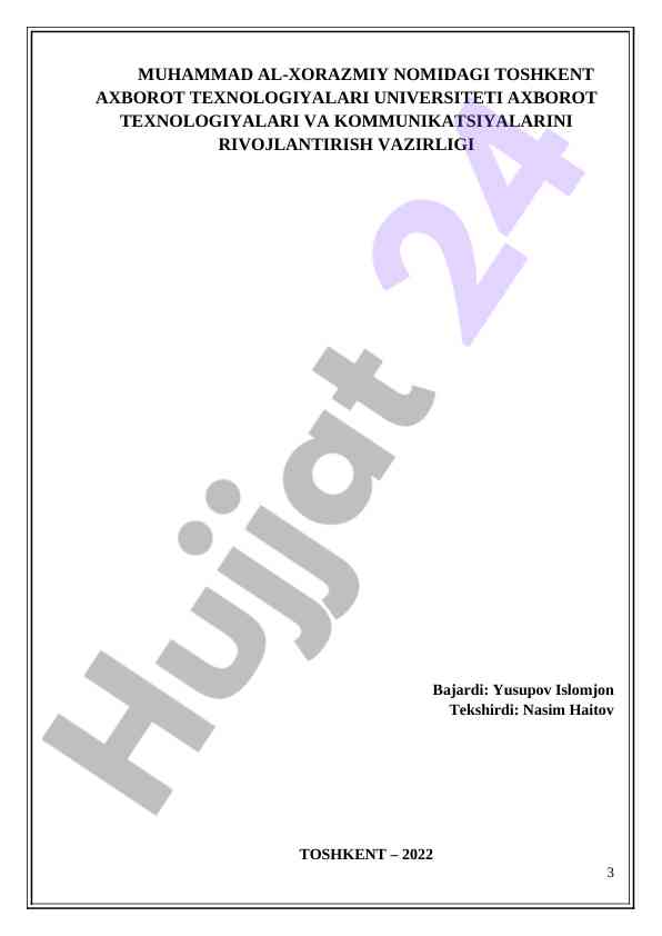 Xotira iyerarxiyasi bo'yicha kurs ishlari
