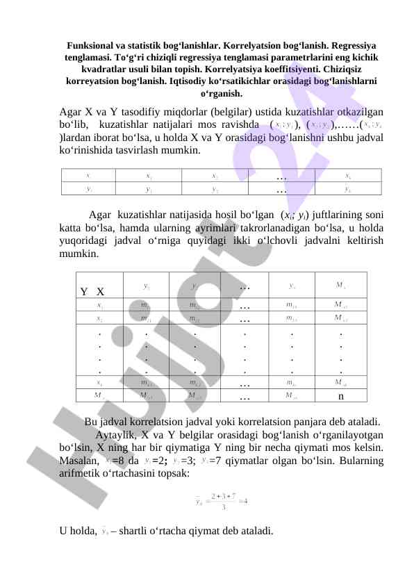 Korrelyatsion va regressiya tahlili asoslari