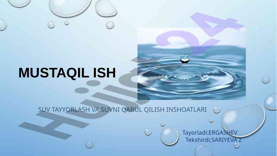 Suvni zararsizlantirish usullari va ahmiyati