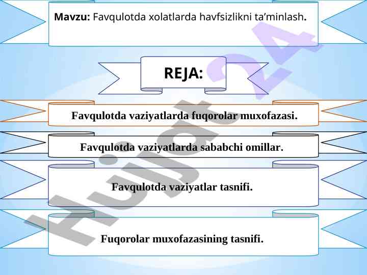Favqulotda xolatlarda havfsizlikni ta’minlash