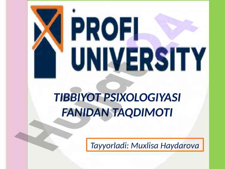 Tibbiyot psixologiyasi fanidan taqdimoti