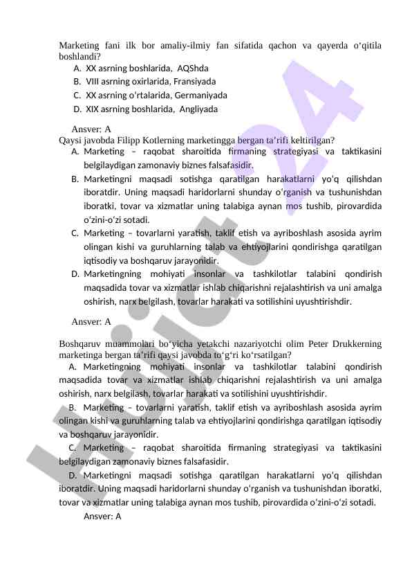 Marketing fani: tarixi va asosiy printsiplari