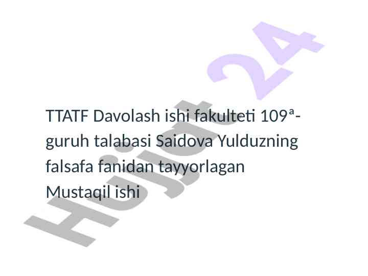 Fan ilmiy dunyoqarash shakli haqida mustaqil ish
