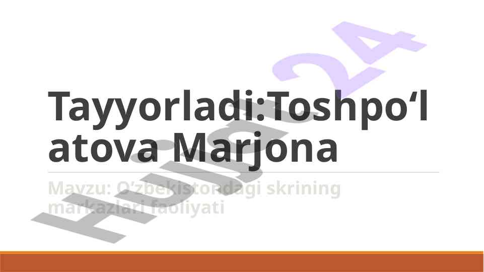 O‘zbekistondagi skrining markazlari faoliyati