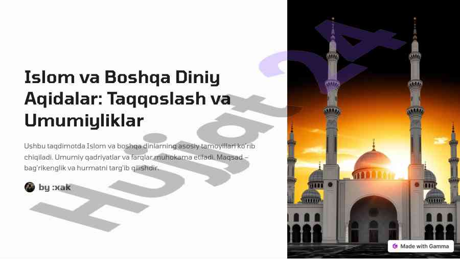 Islom va boshqa diniy aqidalar taqqoslash