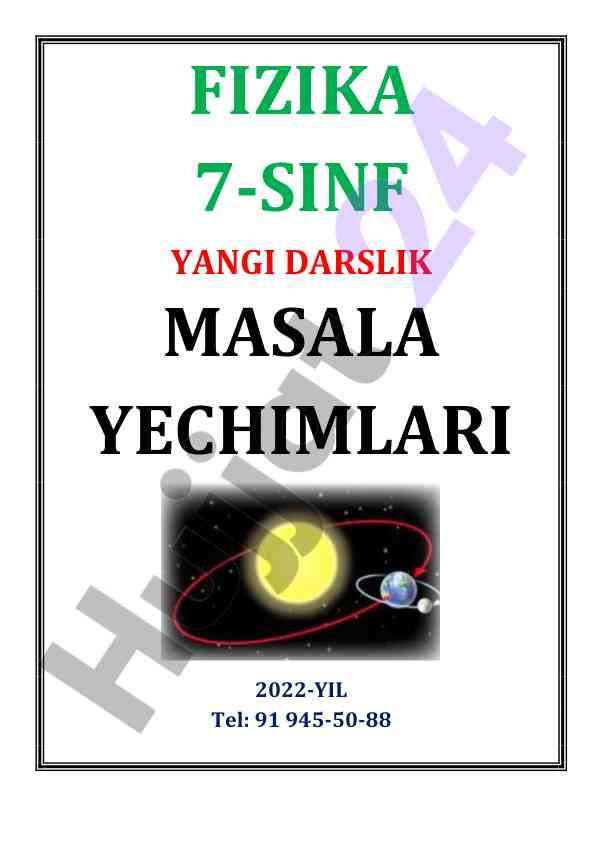 Fizika 7-sinf yangilangan darslik masala yechimlari
