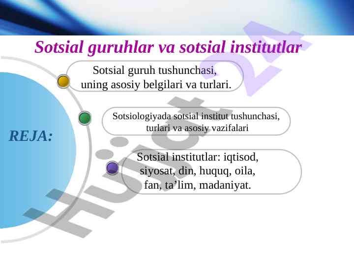 Sotsiologiyada sotsial institut tushunchalari va vazifalari