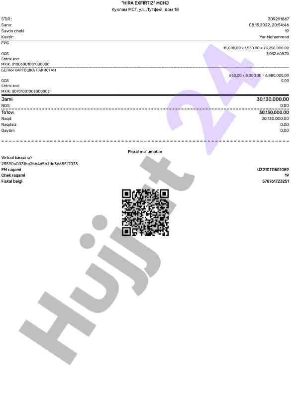 Savdo hisoboti va fiskal ma'lumotlar tahlili