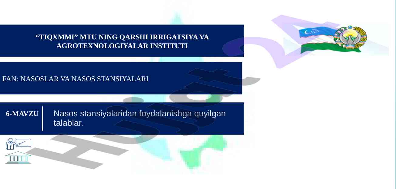 Nasos stansiyalaridan foydalanish talablari
