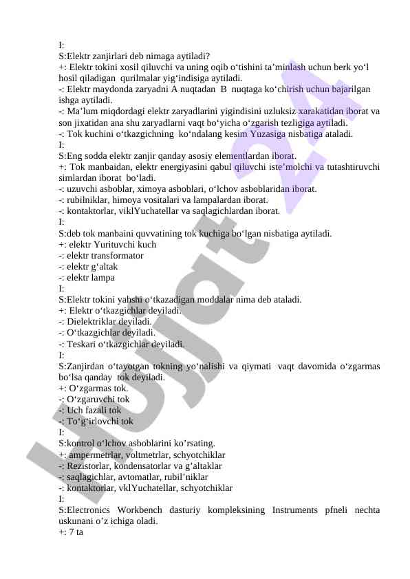 Asosiy elektr zanjirlari va elementlari