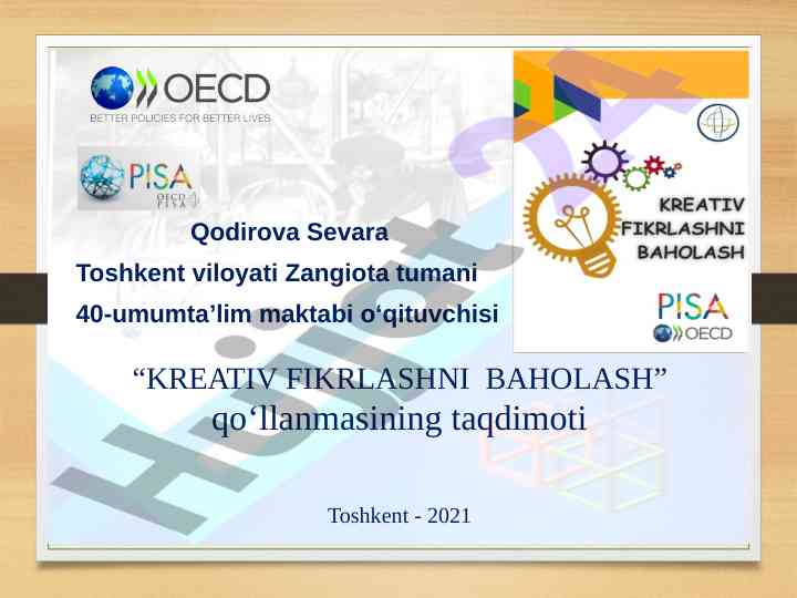 Kreativ fikrlashni baholash qo‘llanmasi taqdimoti