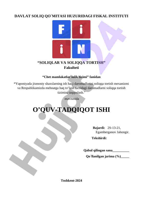 Yaponiyada jismoniy shaxslarning soliqqa tortish tizimi